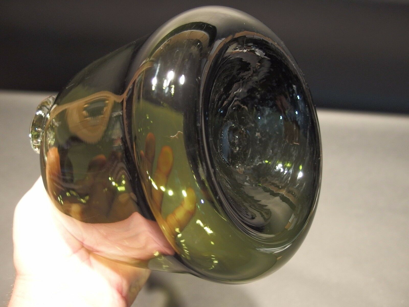 10" Antique Vintage Style Black Glass Blown Mallet Onion Wine Bottle Green - Early Home Decor