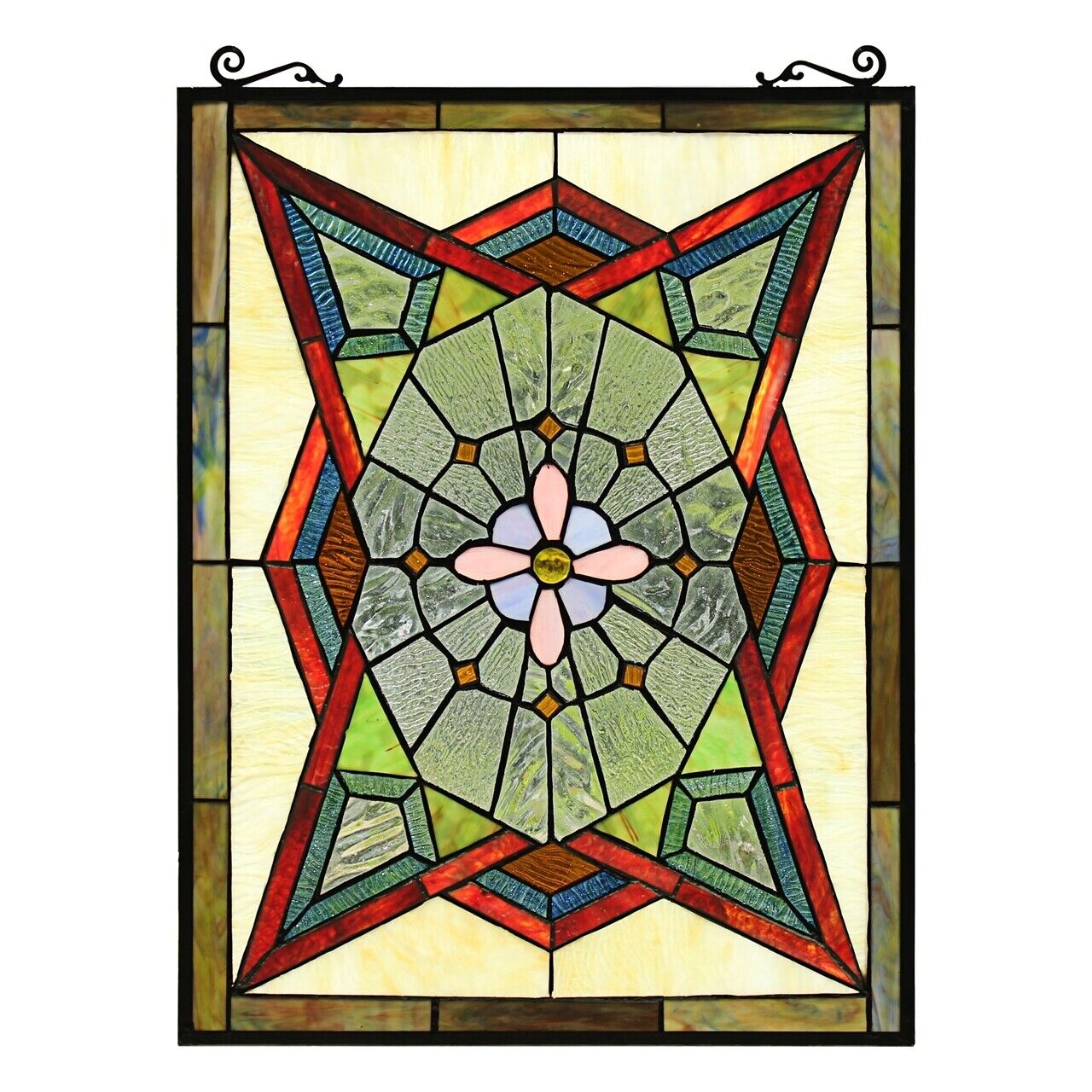 25" Antique Style Stained Glass Window Hanging Panel Suncatcher