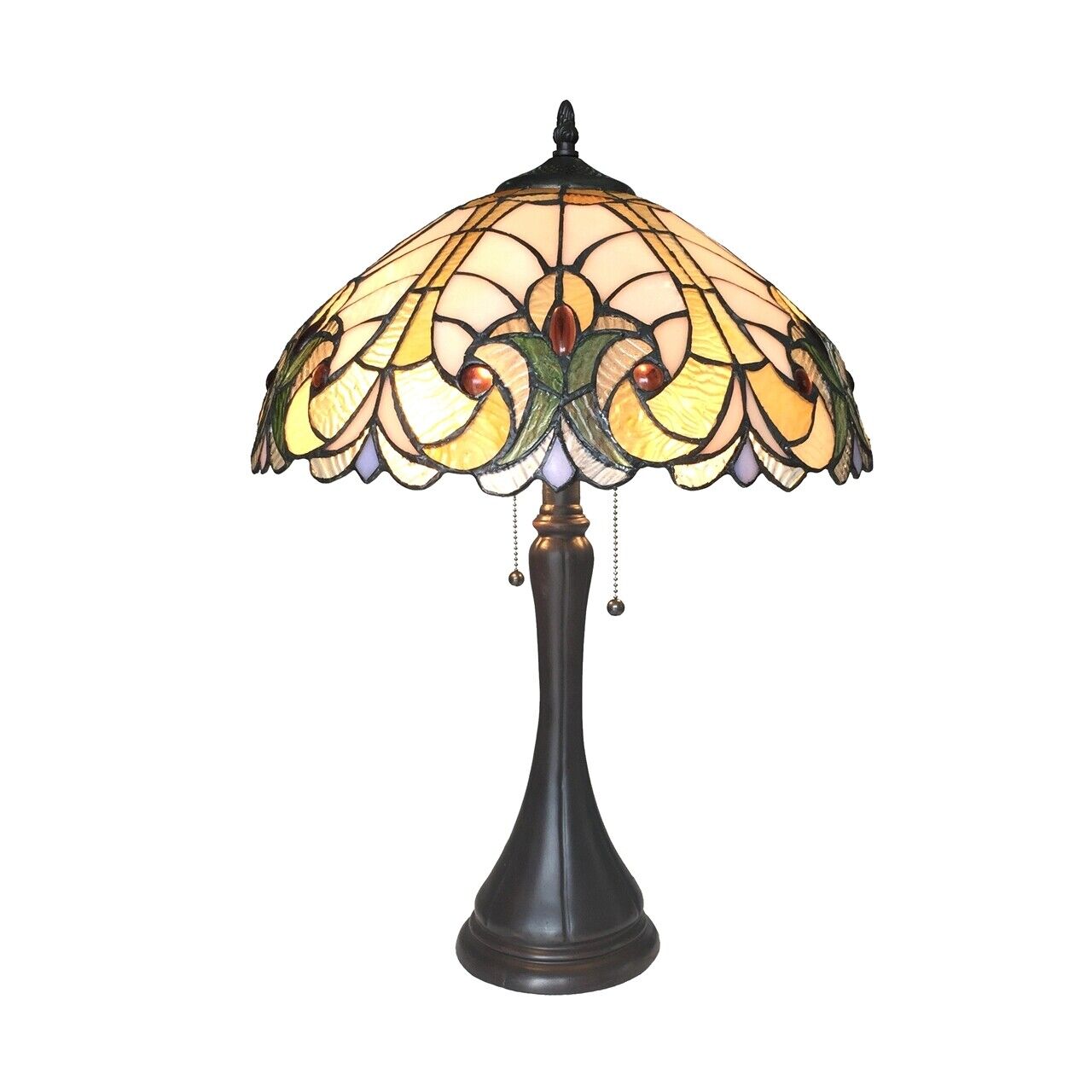 22" Antique Vintage Style Stained Glass Table Lamp