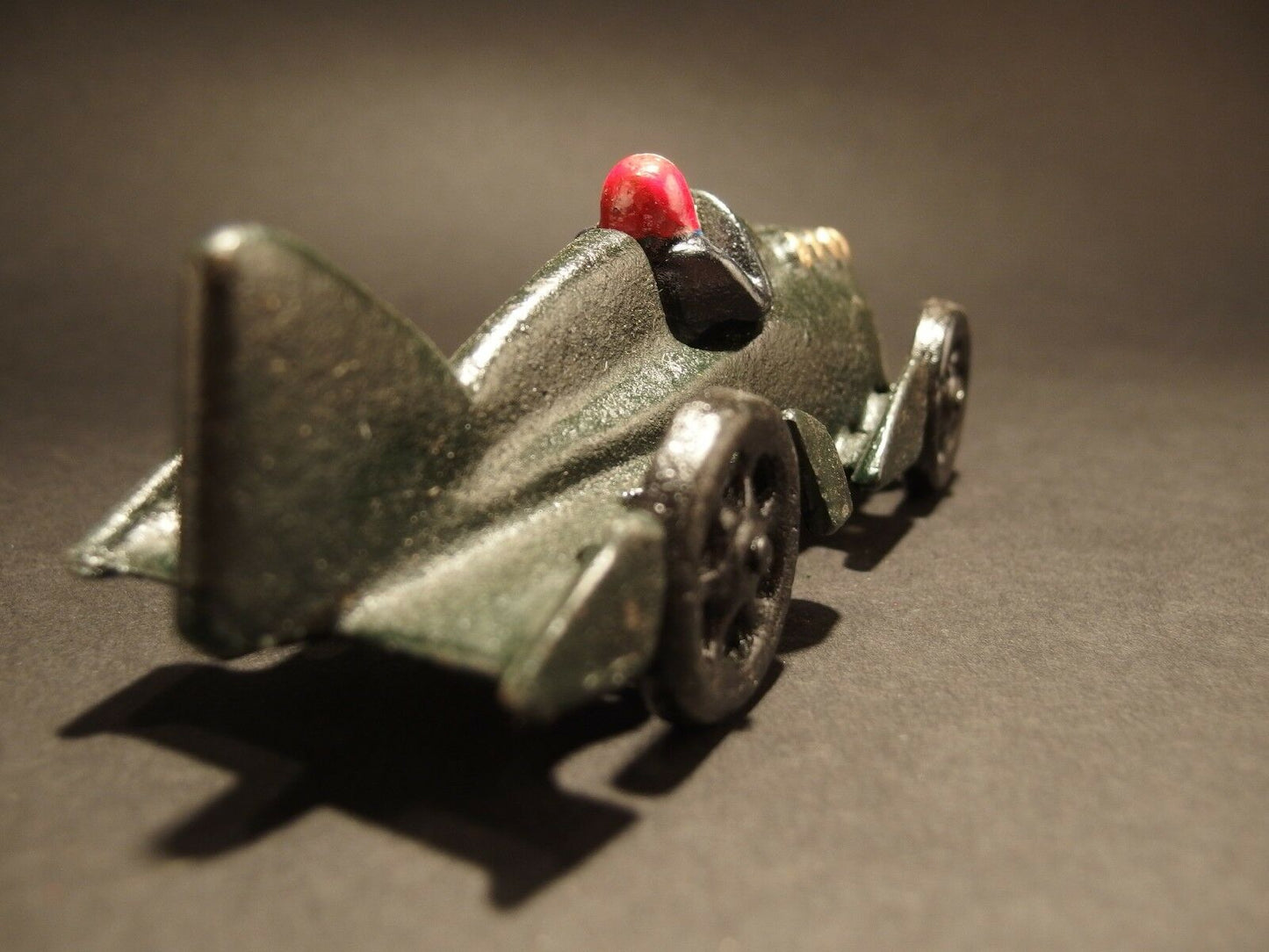 Antique Vintage Style Cast Iron Toy Race Car Dark Green - Early Home Decor