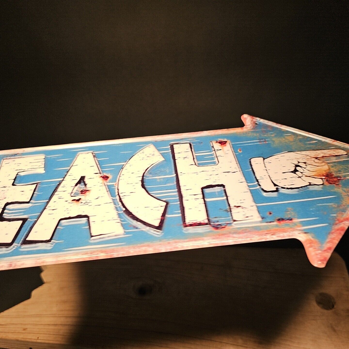 Metal Vintage Style Beach Arrow Coastal Decor Sign
