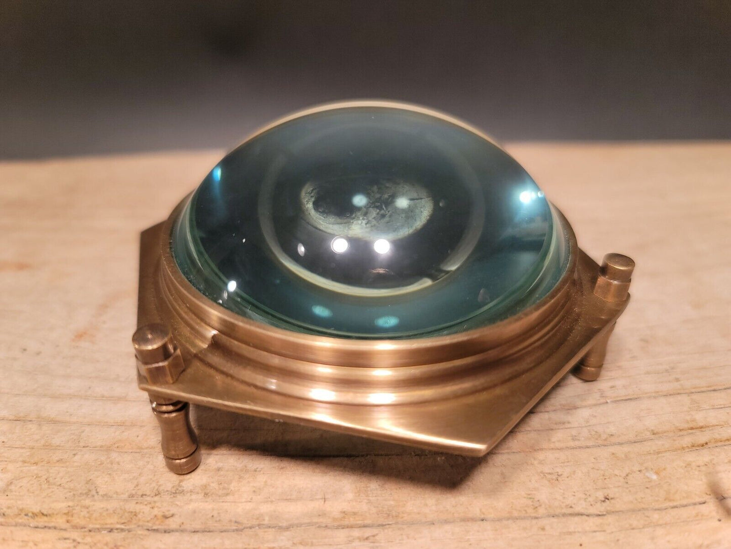 4" Vintage Antique Style Solid Brass Heavy Glass Magnifying Desk Lens Magnifier