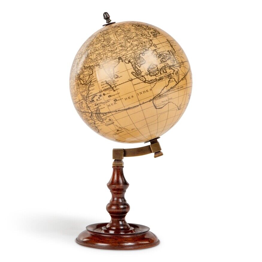 Old World Style 10" French Globe w Turned Wood Stand