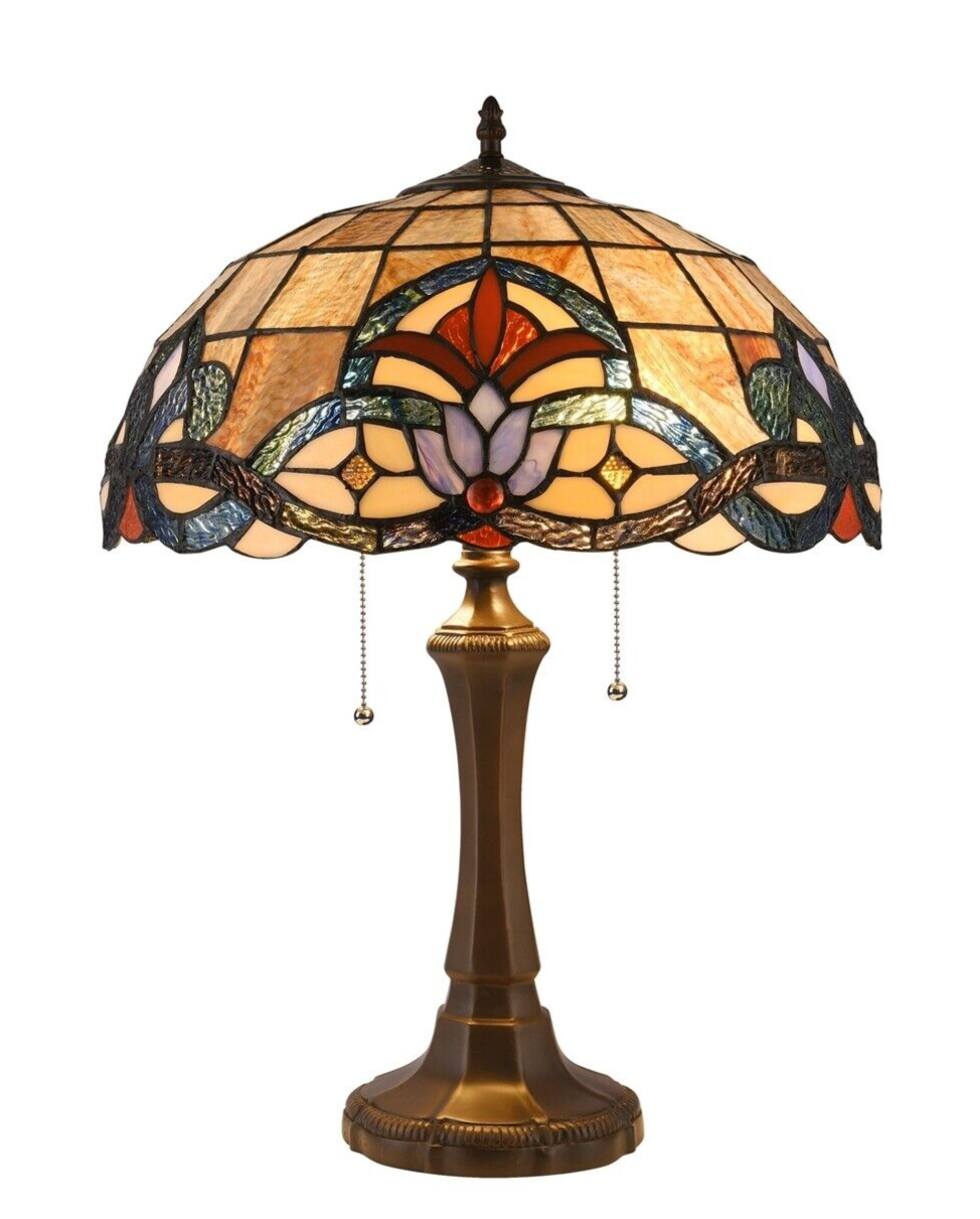 22.2" Antique Style Stained Glass Table Lamp