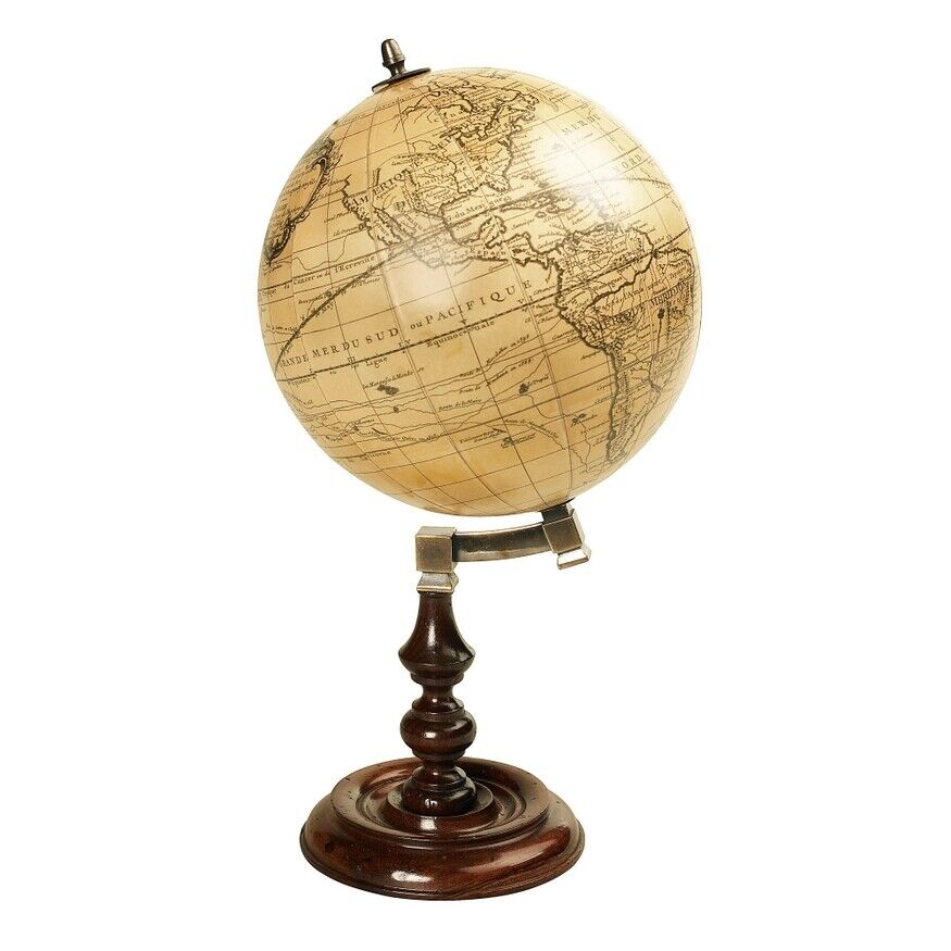 Old World Style 10" French Globe w Turned Wood Stand