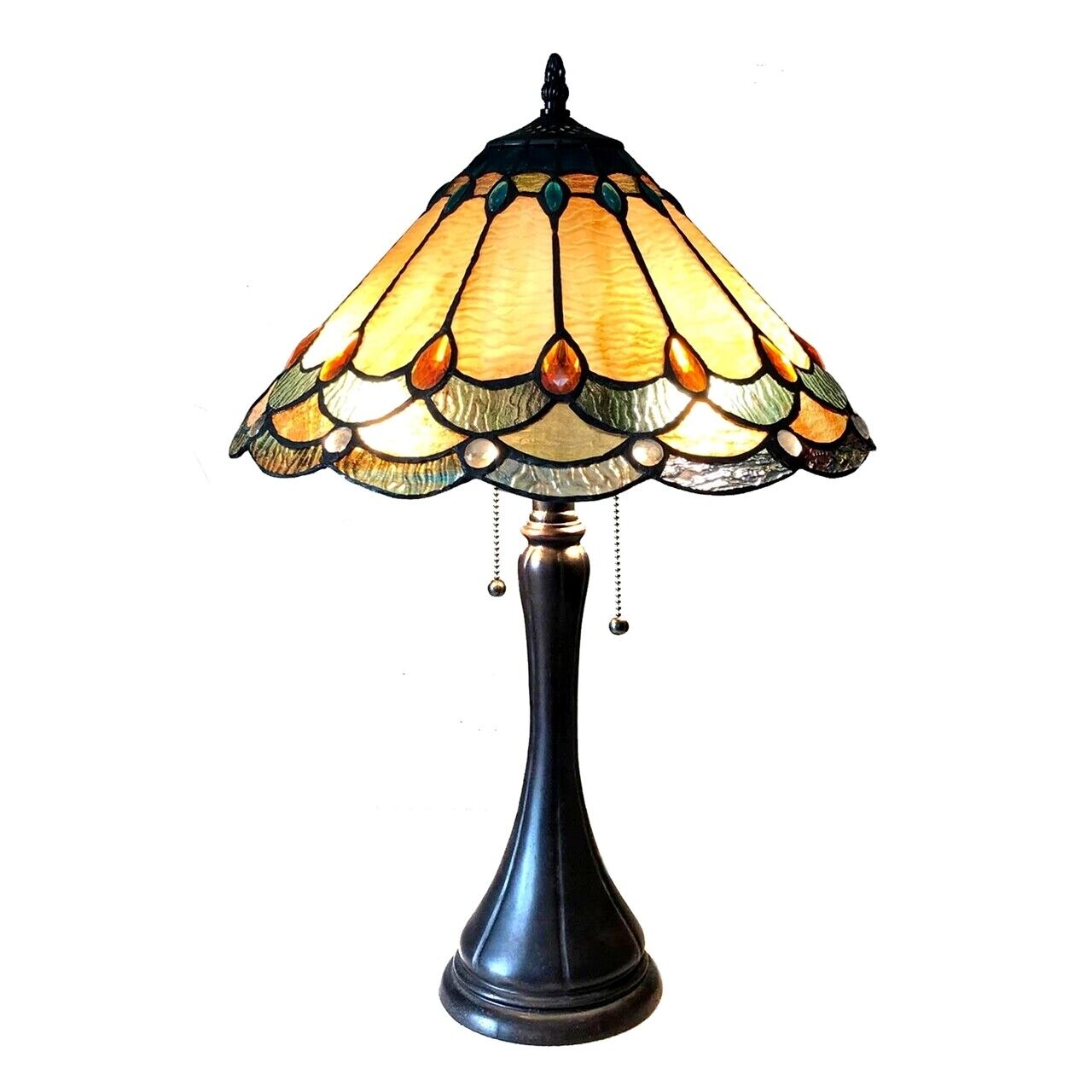 22" Antique Vintage Style Stained Glass Table Lamp