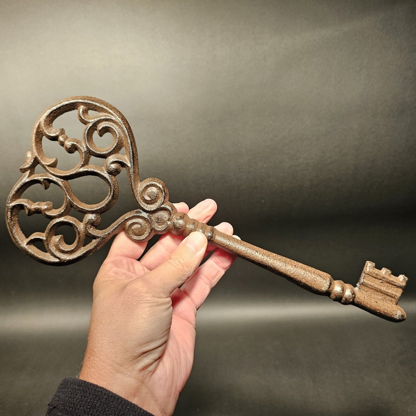 13" Antique Vintage Style Cast Iron Large Ornate Skeleton Key