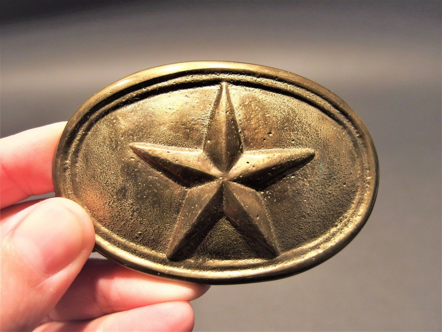 Antique Style Civil War Belt Buckle Plate Texas Star SOLID Brass - Early Home Decor
