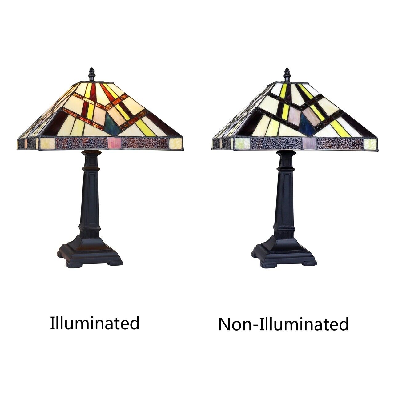 16.8" 1 light Antique Vintage Style Stained Glass Mission Table Lamp