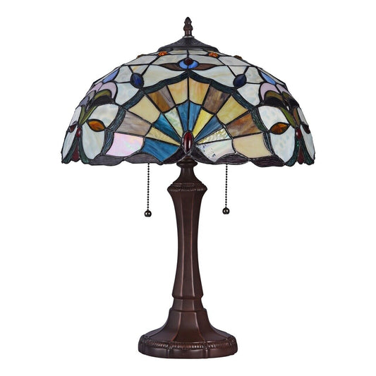 22" Antique Vintage Style Stained Glass Table Lamp