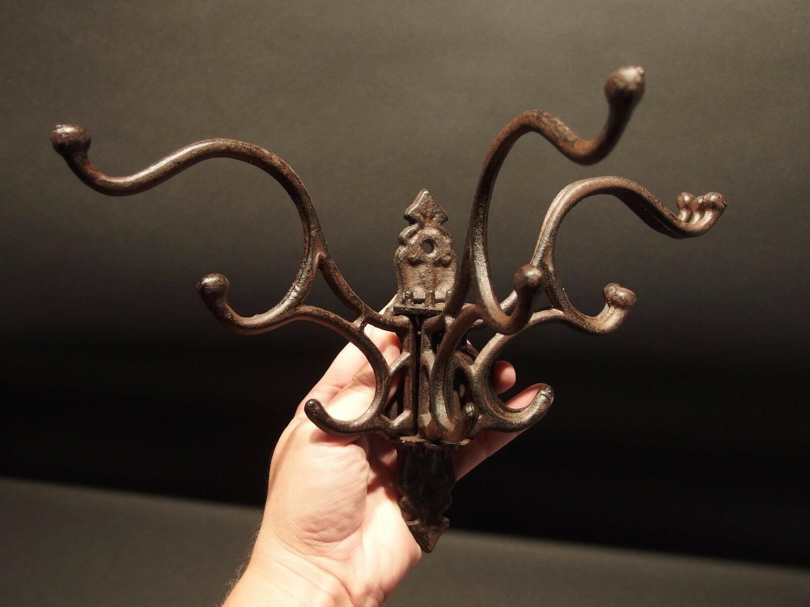 Antique Vintage Style Wall Hook Swivel Folding Coat Hanger Hardware Rust Finish - Early Home Decor