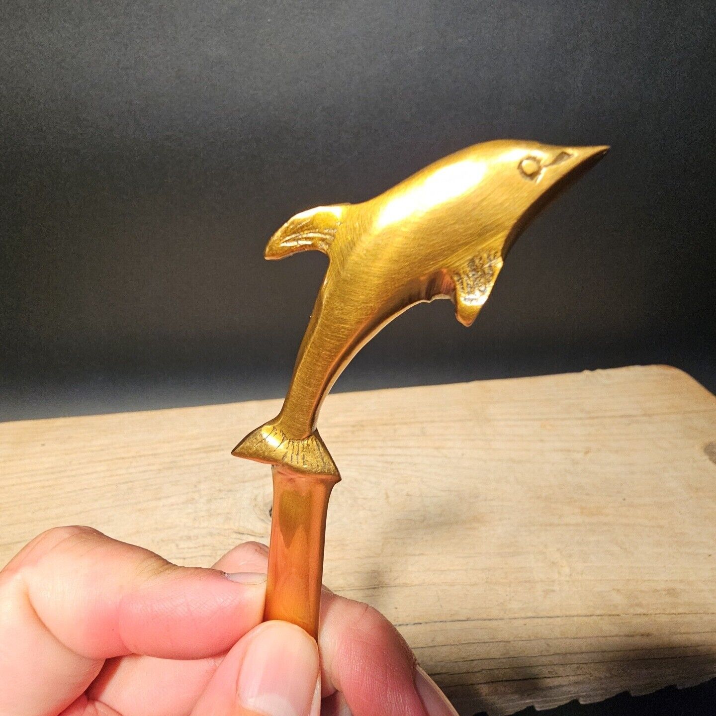 Vintage Antique Style Brass Dolphin letter opener Desk Collectible