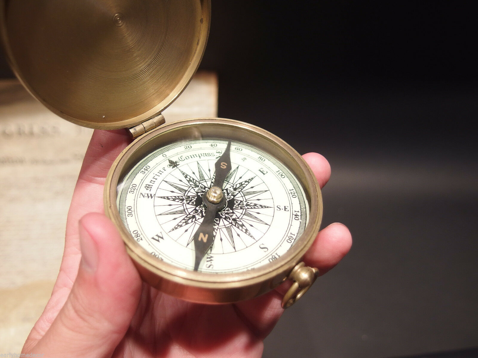 Vintage Antique Style 3" Brass Heavy Maritime Navigational Compass - Early Home Decor