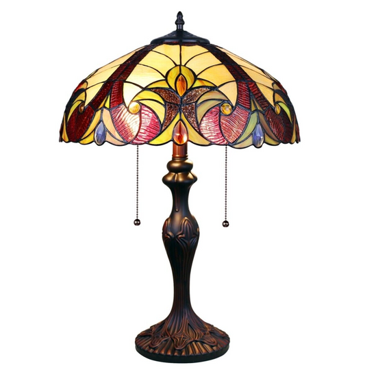 23 1/4" Antique Vintage Style Stained Glass Table Lamp