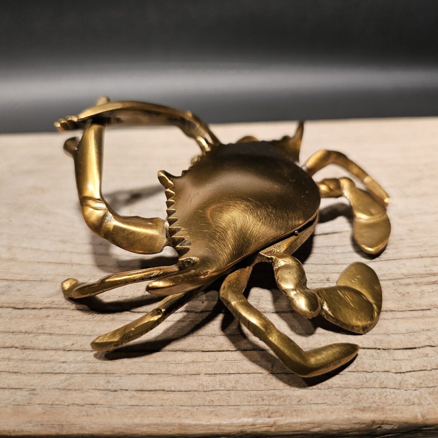 Vintage Style Brass Blue Crab Paperweight Decor