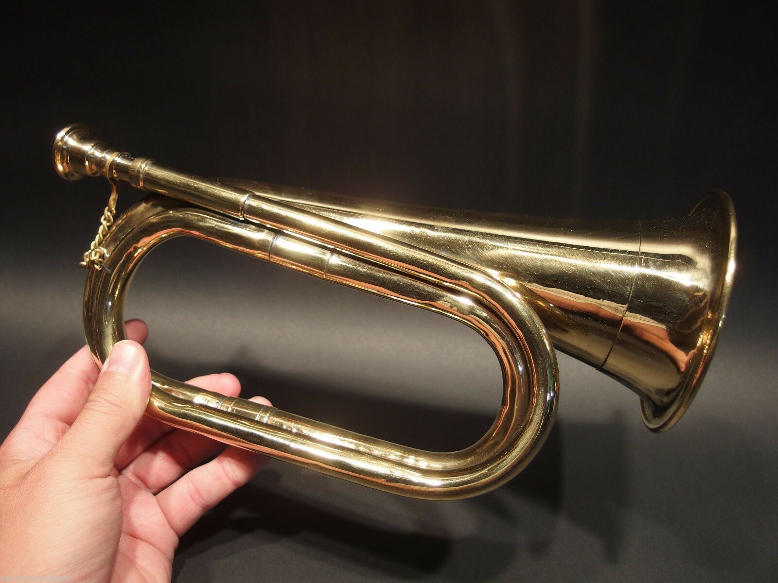 Antique Style US Military Civil War Brass Bugle Horn - Early Home Decor