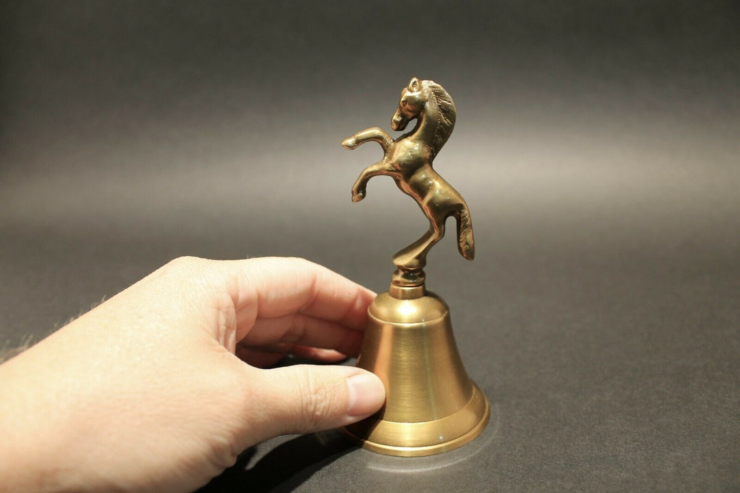 Antique Vintage Style Brass Horse Desk Bell - Early Home Decor