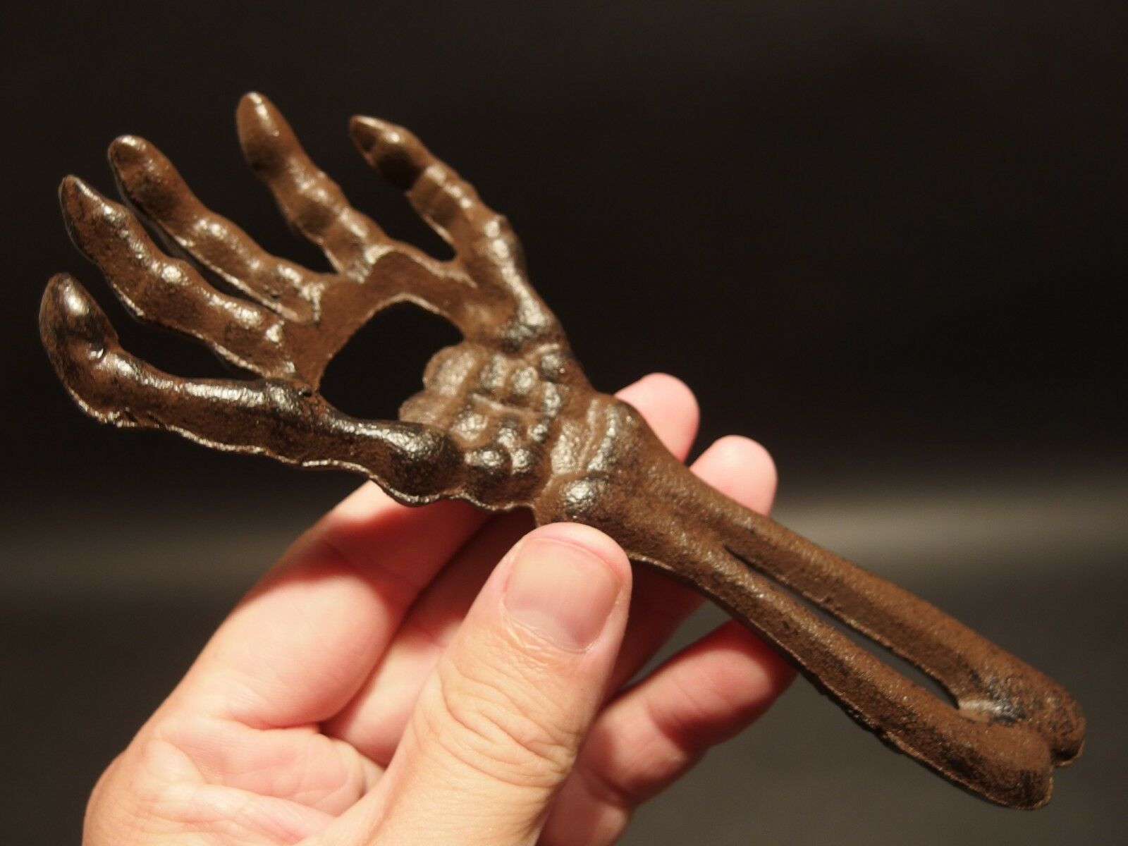 Vintage Antique Style Cast Iron Halloween Beer Cap Skeleton Hand Bottle Opener - Early Home Decor