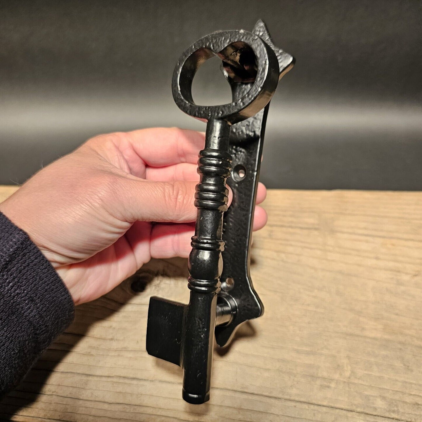 Antique Vintage Style Black Cast Iron Key Door Knocker