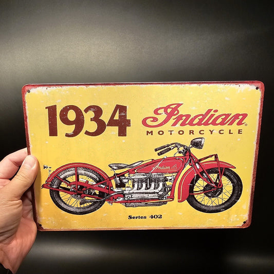 11 3/4" Metal Vintage Style Indian Motorcycle Sign