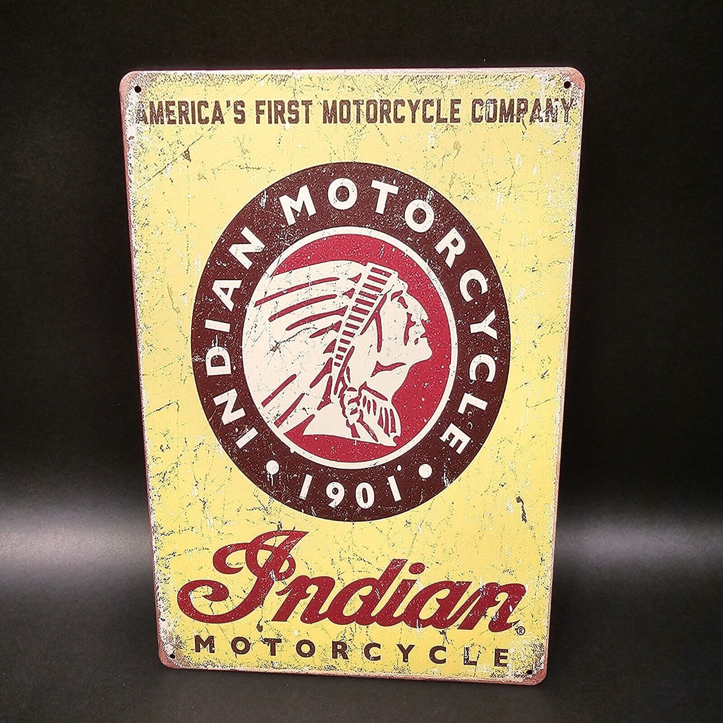 11 3/4" Metal Vintage Style Indian Motorcycle Sign