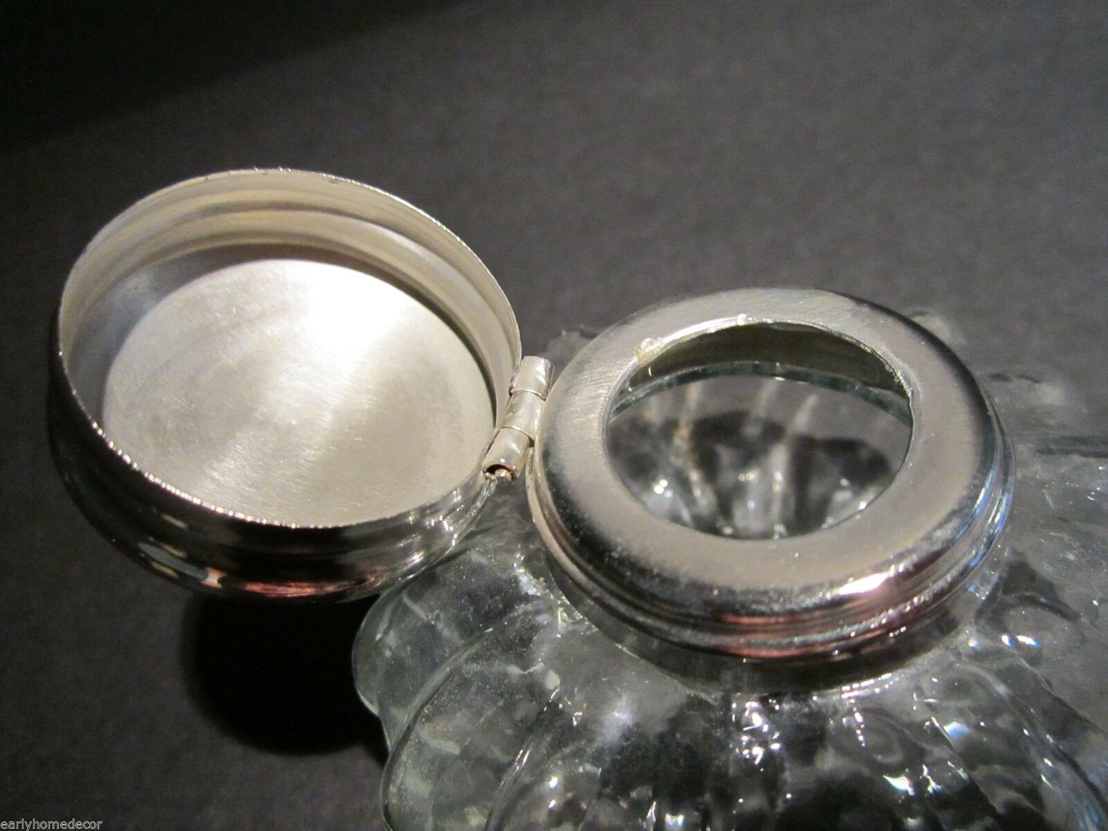 Vintage Antique Style Round Clear Glass Thick Glass Inkwell Ink pot Bottle - Early Home Decor