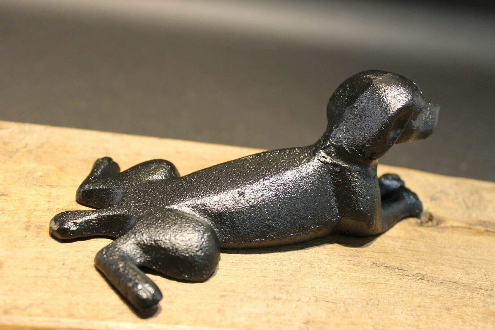 Antique Vintage Style Cast Iron Door Stop Dog Wedge Black - Early Home Decor