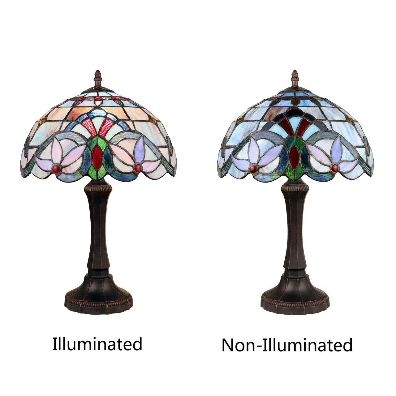 18" 1 light Antique Style Stained Glass Table Lamp