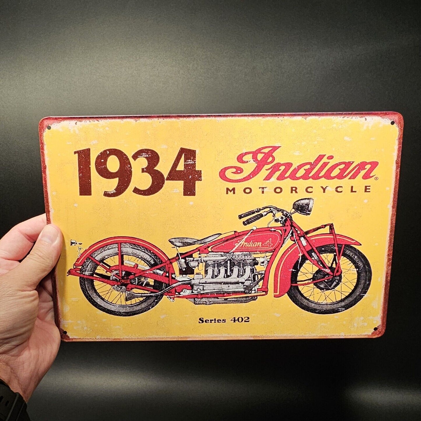 11 3/4" Metal Vintage Style Indian Motorcycle Sign