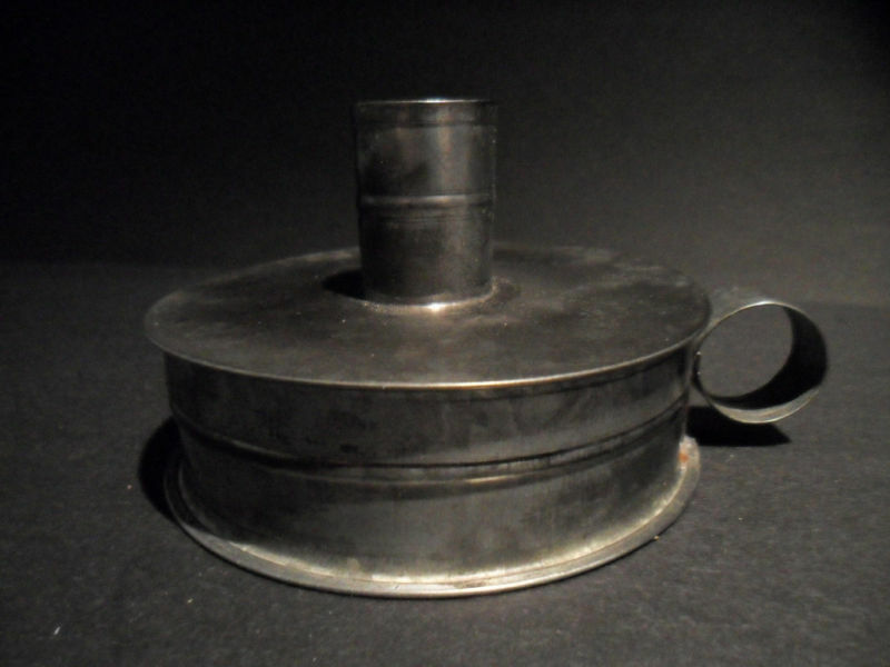 Antique Style Tin Candle Holder Tinder Box Toleware - Early Home Decor