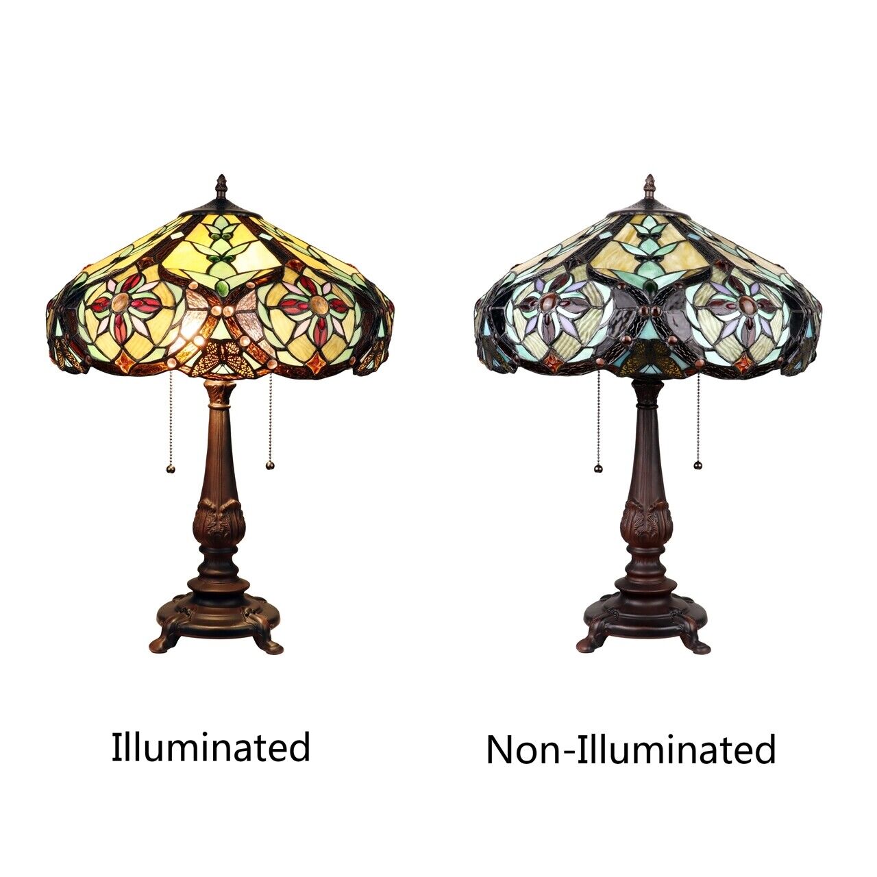 23.6" Antique Vintage Style Stained Glass Table Lamp
