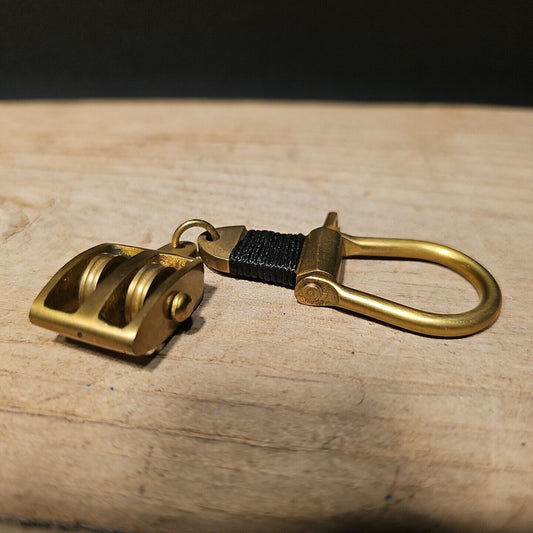 Antique Vintage Style Brass Pulley Key chain