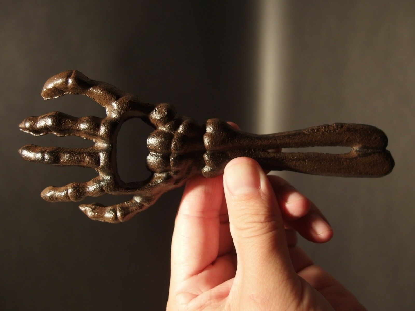 Vintage Antique Style Cast Iron Halloween Beer Cap Skeleton Hand Bottle Opener - Early Home Decor