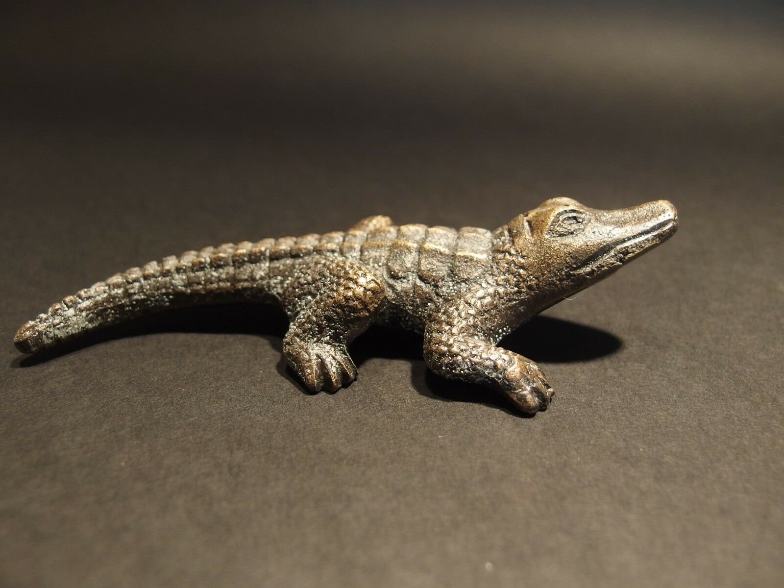 5" Vintage Antique Style Brass Gator Alligator Paperweight Desk Figure - Early Home Decor