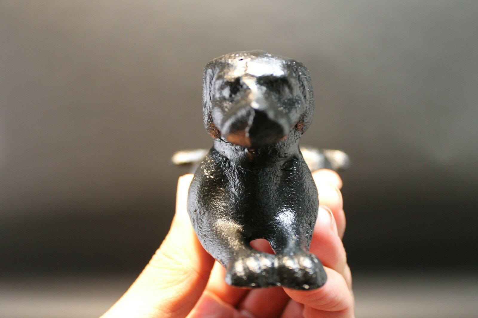 Antique Vintage Style Cast Iron Door Stop Dog Wedge Black - Early Home Decor