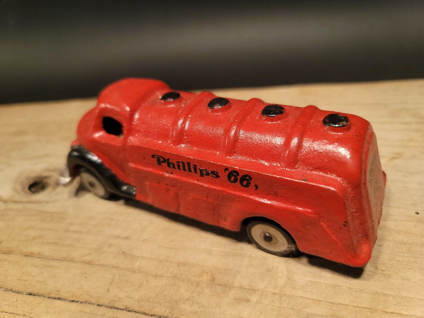 Antique Vintage Style Red Cast Iron Toy Phillips 66 Car Delivery Van