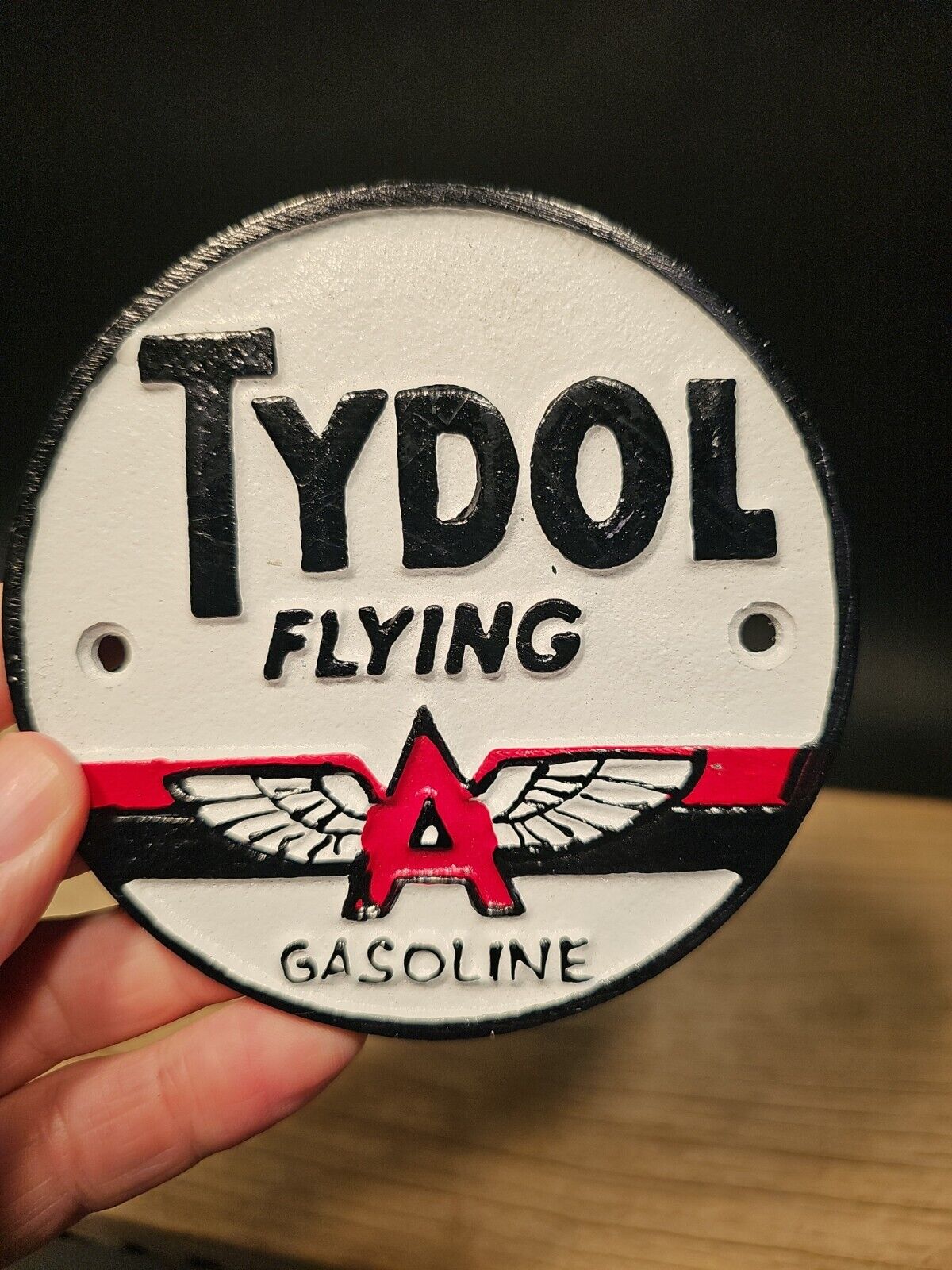 Antique Vintage Style Cast Iron Tydol Flying A Gas Oil Sign Plaque