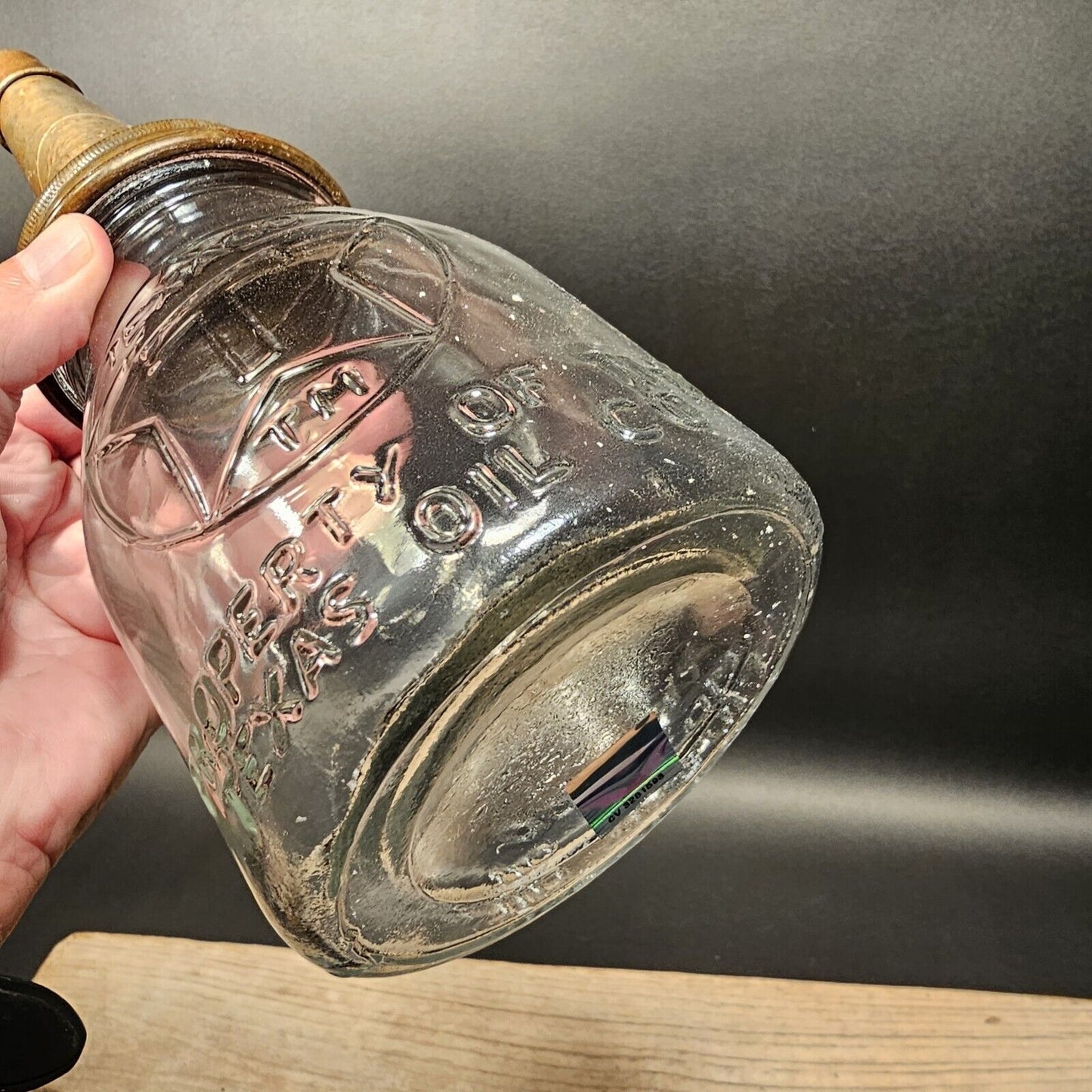 Vintage Style Texaco Glass Oil Bottle w Spout