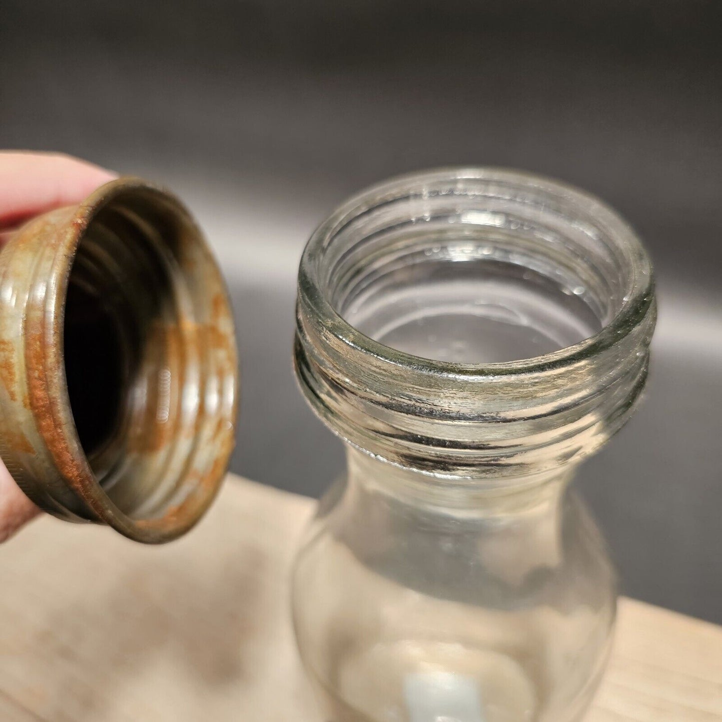 Vintage Style Gulf Glass Oil Bottle w Spout