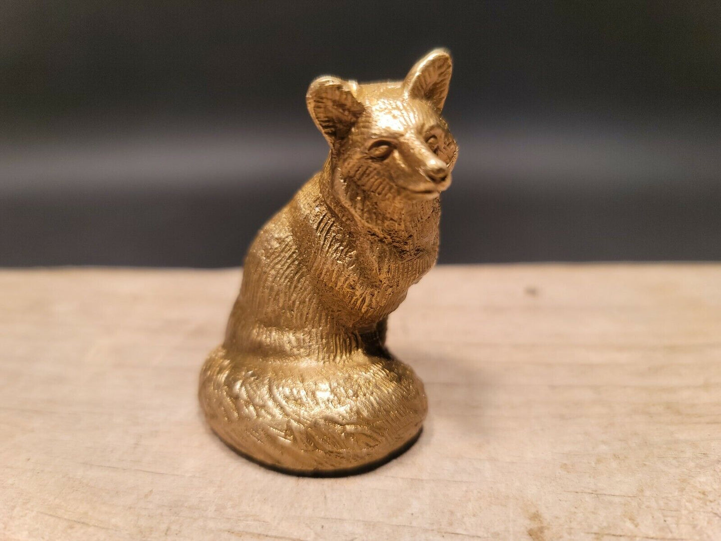 Vintage Antique Style Brass Fox Paperweight Desk Statue