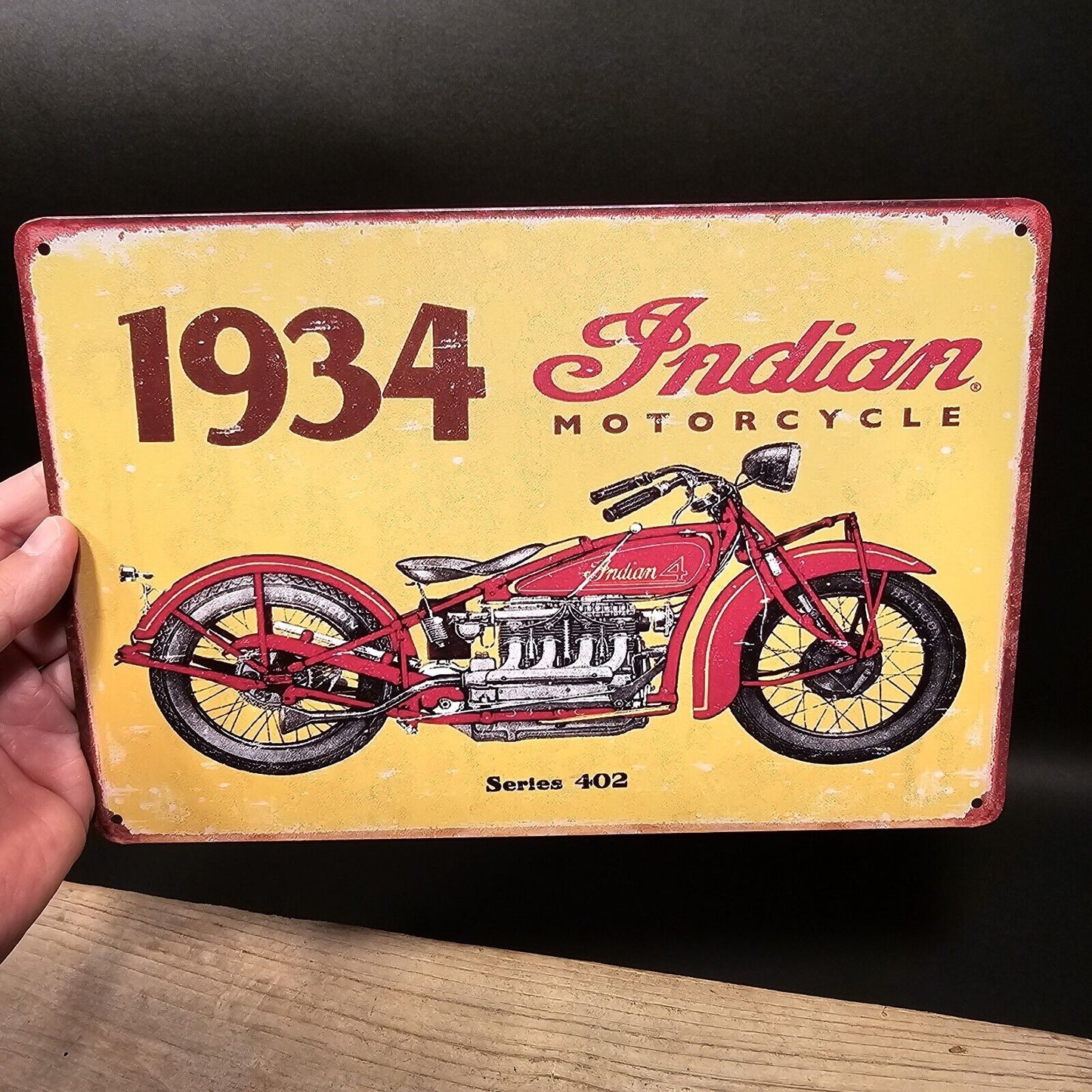 11 3/4" Metal Vintage Style Indian Motorcycle Sign
