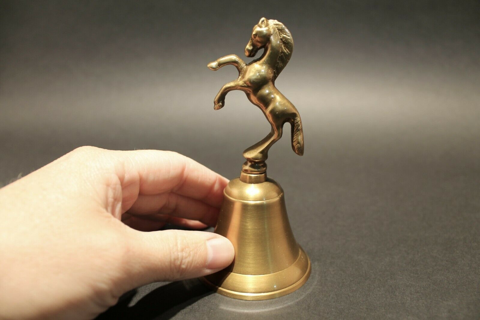 Antique Vintage Style Brass Horse Desk Bell - Early Home Decor