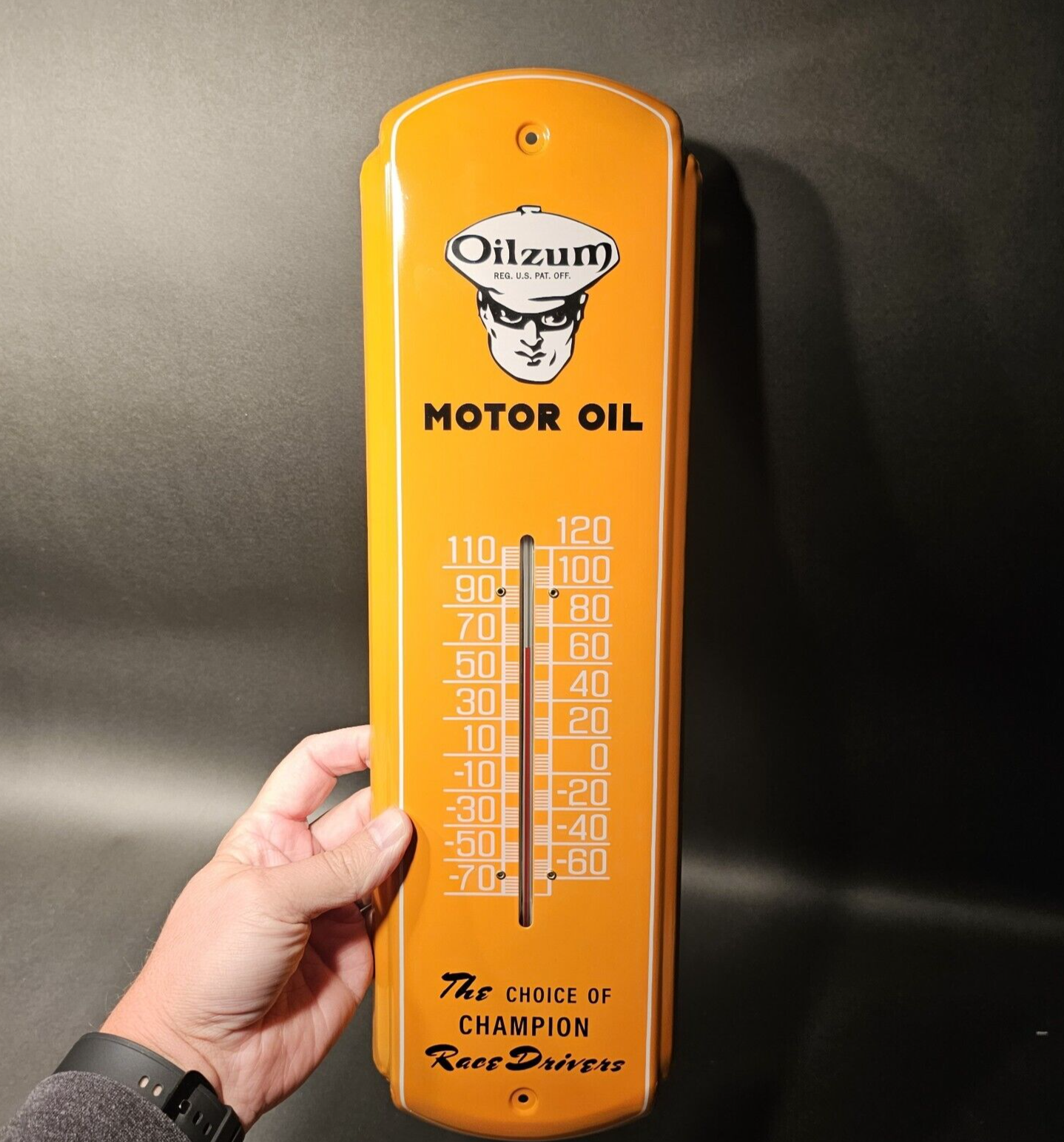 17"  Vintage Style Metal Motor Oil Thermometer Sign