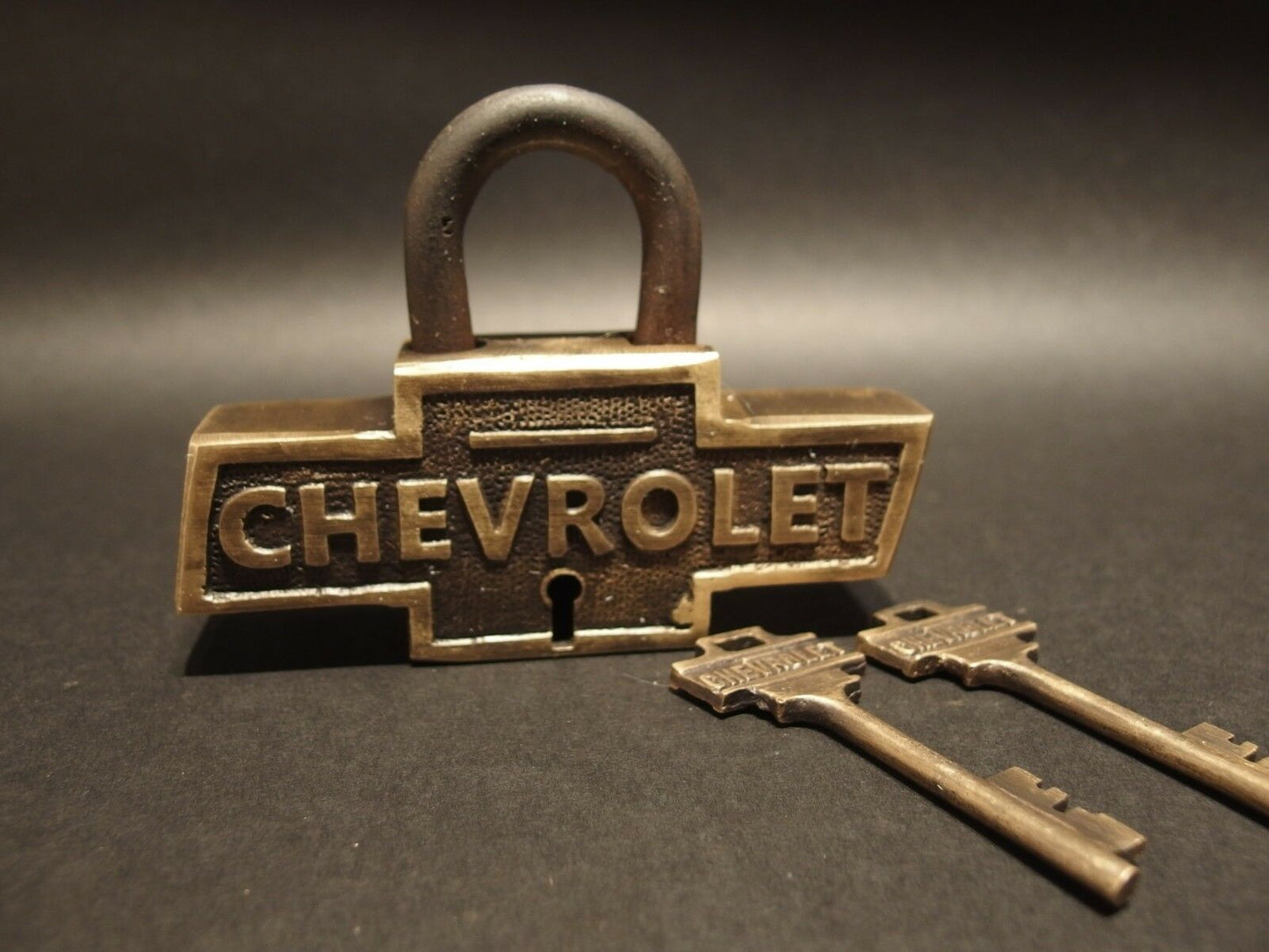 Antique Vintage Style Brass & Iron Trunk Chest Box Chevrolet Chevy Lock Padlock - Early Home Decor