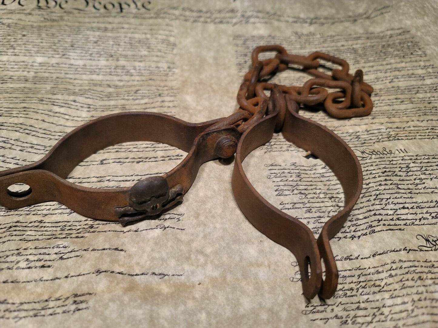 Antique Vintage Style Wrought Iron Pirate Handcuffs Shackles