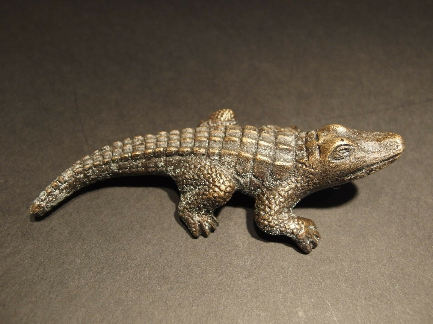 5" Vintage Antique Style Brass Gator Alligator Paperweight Desk Figure - Early Home Decor