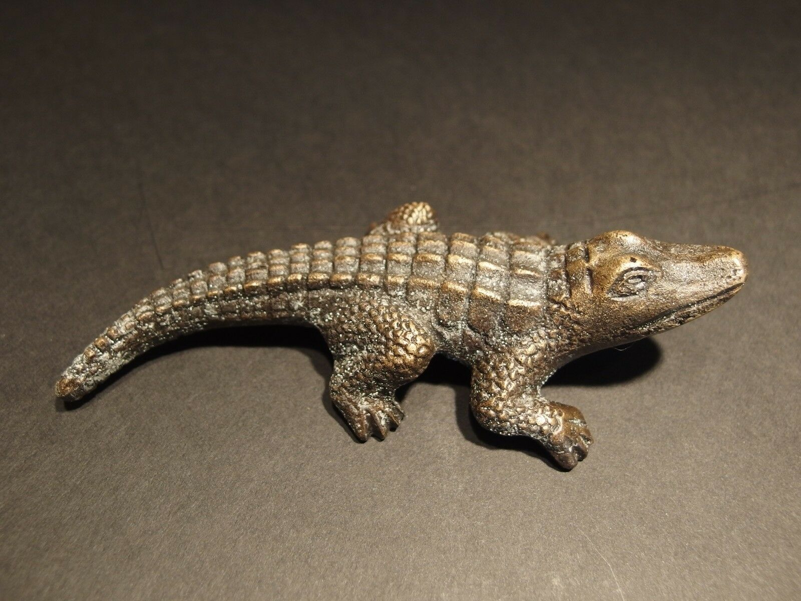5" Vintage Antique Style Brass Gator Alligator Paperweight Desk Figure - Early Home Decor