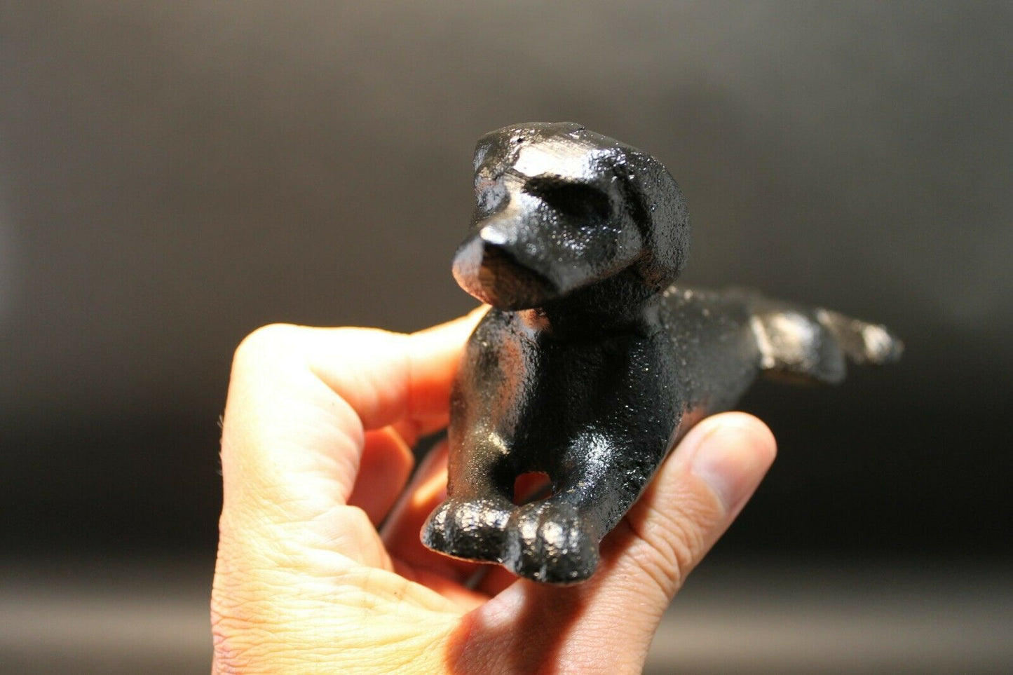 Antique Vintage Style Cast Iron Door Stop Dog Wedge Black - Early Home Decor