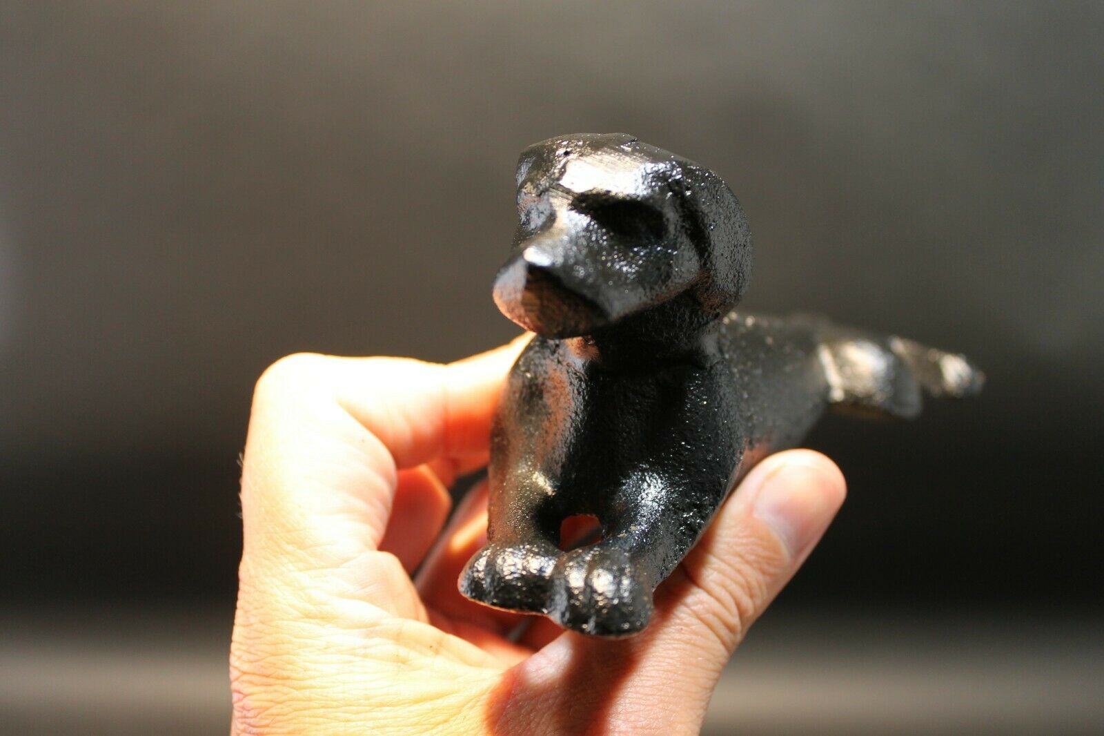 Antique Vintage Style Cast Iron Door Stop Dog Wedge Black - Early Home Decor
