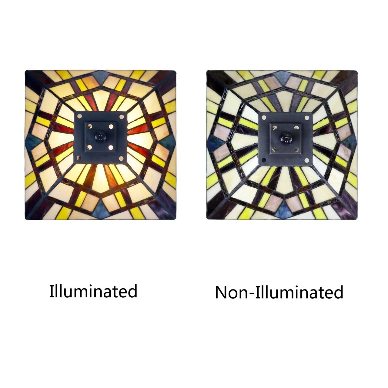 16.8" 1 light Antique Vintage Style Stained Glass Mission Table Lamp